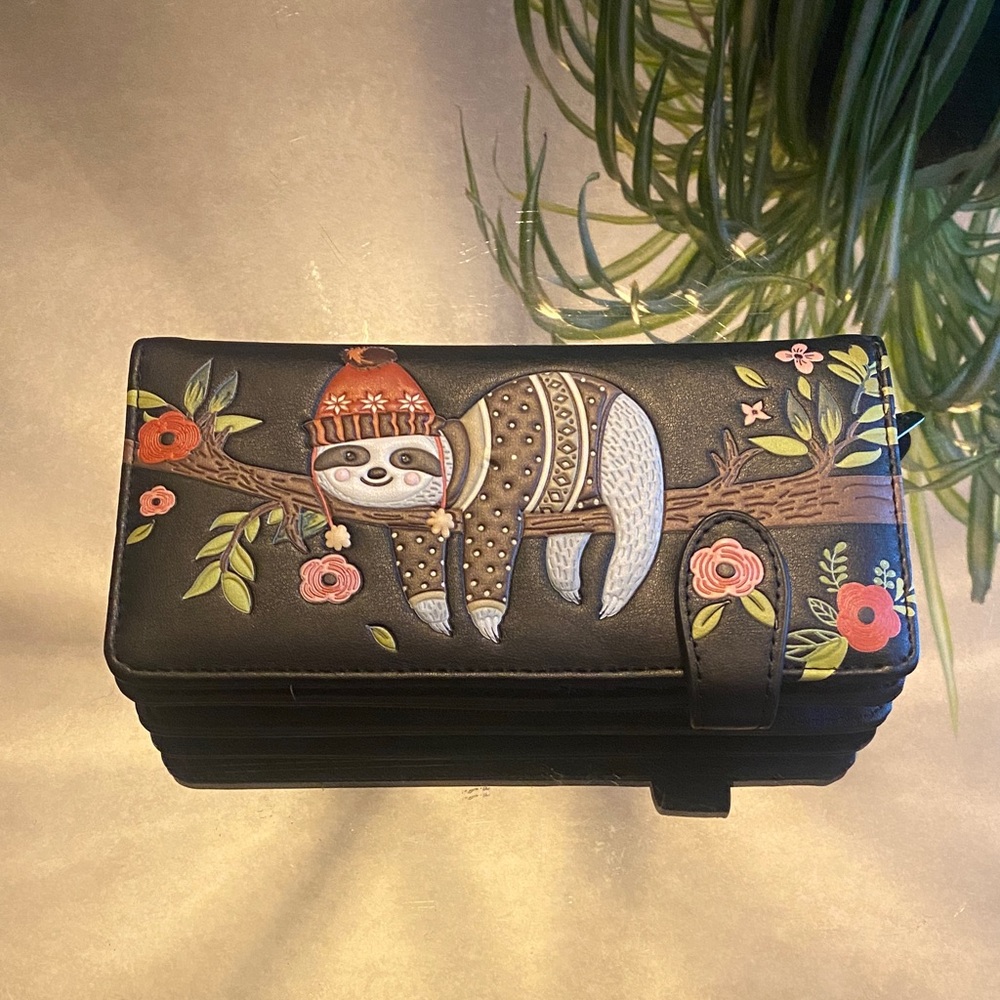 NEW Shag Wear Chillin’ Sloth Large Wallet/Clutch – Vegan Faux Leather